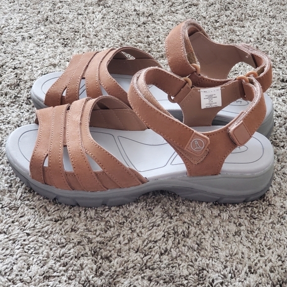 Lands End All Weather‎ Suede Walking Sandal Women’s Sz 9D Brown Adjustable Strap - Picture 4 of 14